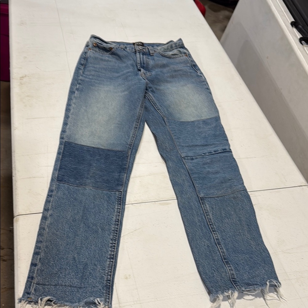 BDG Blue Patchwork Straight Leg Jeans